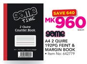 Game A4 2 Quire 190 Page Feint & Margin Book-Each