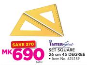 Interstat Set Square 26cm 45 Degree-Each