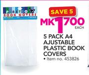 5 Pack A4 Adjustable Plastic Book Covers-Each