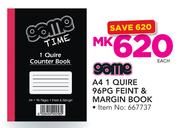 Game A4 1 Quire 96 Page Feint & Margin Book-Each