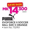 Puma Evoforce II Soccer Ball Size 5 Orange