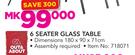Out & About 6 Seater Glass Table 180x90x71cm