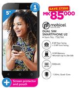Mobicel Dual Sim Smartphone U2 + Screen Protector & Pouch 