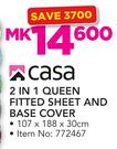 Case 2-In-1 Queen Fitted Sheet And Base Cover (107 x 188 x 30cm)