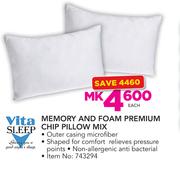 Vita Sleep Memory And Foam Premium Chip Pillow Mix-Each