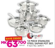 Tissolli 12-Piece Stainless Steel Saphir Pot Set-Per Set