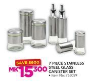 7-Piece Stainless Steel Glass Canister Set