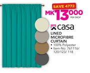 Casa Lined Microfibre Curtain-Per Drop