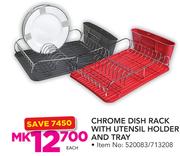 Chrome Dish Rack With Utensil Holder And Tray-Each
