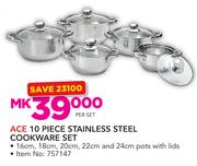 Ace 10-Piece Stainless Steel Cookware Set-Per Set