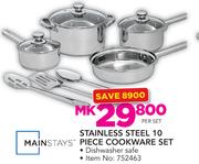Mainstays Stainless Steel 10-Piece Cookware Set-Per Set