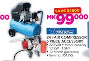 Tradeair 24Ltr Air Compressor 5-Piece Accessory