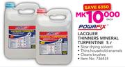 Powafix Lacquer Thinners Mineral Turpentine-5Ltr Each