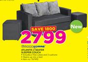 Gommagomma Atlantis 2 Seater Sleeper Couch Including 2 Free Cubes And 3 Cushions