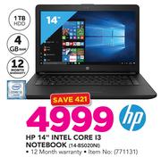 HP 14" Intel Core i3 Notebook 14-B5020NI
