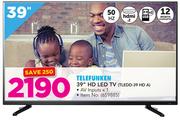Telefunken 39" HD LED TV TLEDD-39 HD A