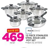 Mainstays 12 Piece Stainless Steel Solid Lids Pot Set