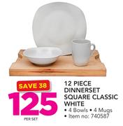 12 Piece Dinnerset Square Classic White