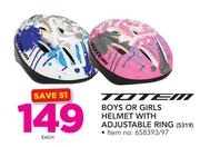 Totem Boys Or Girls Helmet With Adjustable Ring 5319-Each