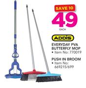 Addis Everyday PVA Butterfly Mop Or Push In Broom-Each