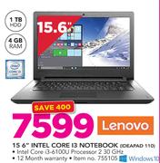 Lenovo 15.6" Intel Core I3 Notebook IDEAPAD 110