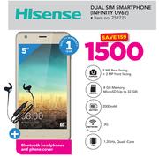 Hisense Dual Sim Smartphone INFINITY U962 + Bluetooth Headphones and Phone Cover