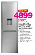 Defy 455Ltr Bottom Freezer Fridge Metallic With Water Dispenser DAC635