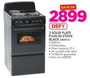 Defy 3 Solid Plate Plug-In Stove Black DSS513