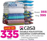 Casa Double Polycotton Assorted Comforters Includes Two Matching Pillowcases-Per Set
