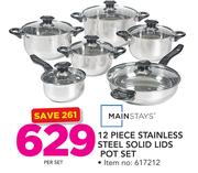 Mainstays 12 Piece Stainless Steel Solid Lids Pot Set-Per Set
