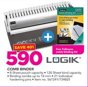 Logik Comb Binder Includes Fellowes Comb Binding Kit