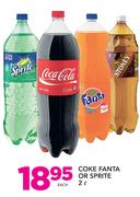 Coke Fanta Or Sprite-2L Each