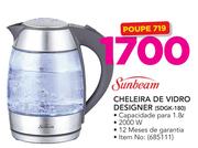 Sunbeam 1.8Ltr Chaleira de Vidro Designer SDGK-180
