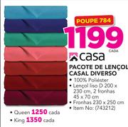 Casa pacote de Lençol King diverso e 2 fronhas 45x70cm-cada