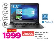 Lenovo 15.6" Intel Pentium Notebook