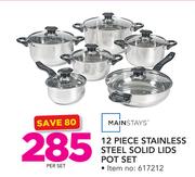 Mainstays 12 Piece Steel Solid Lids Pot Set