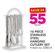 16 Piece Stainless Steel Hanging Cutlery Set