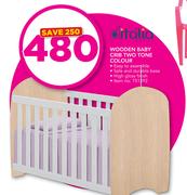 Ditalia Wooden Baby Crib Two Tone Colour