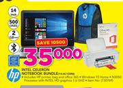 HP Intel Celeron Notebook Bundle 14-AC102NI Including HP Printer, Bag & Office 365