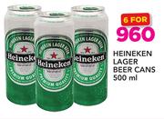 Heineken Lager Beer Can-6X500ml