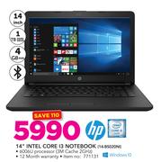 HP 14" Intel Core i3 Notebook 14-BS020NI