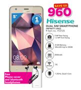 Hisense Dual Sim Smart Phone Infinity U962 With Free Phone Cover And Bluetooth Headphones