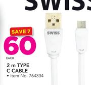 Swiss 2m Type C Cable