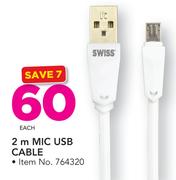 Swiss 2m Mic USB Cable