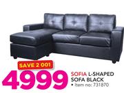 Sofia L-Shaped Sofa Black