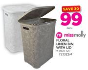 Miss Molly Floral Linen Bin With Lid-Each