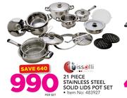 Tissolli 21-Piece Stainless Steel Solid Lids Pot Set-Per Set