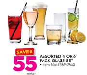 4 Or 6 Pack Glass Set-Per Set