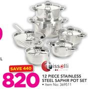 Tissolli 12-Piece Stainless Steel Saphir Pot Set