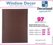 Decorland Ready-Made 25mm PVC Venetian Blinds Espresso (1000W x 1000Hmm)